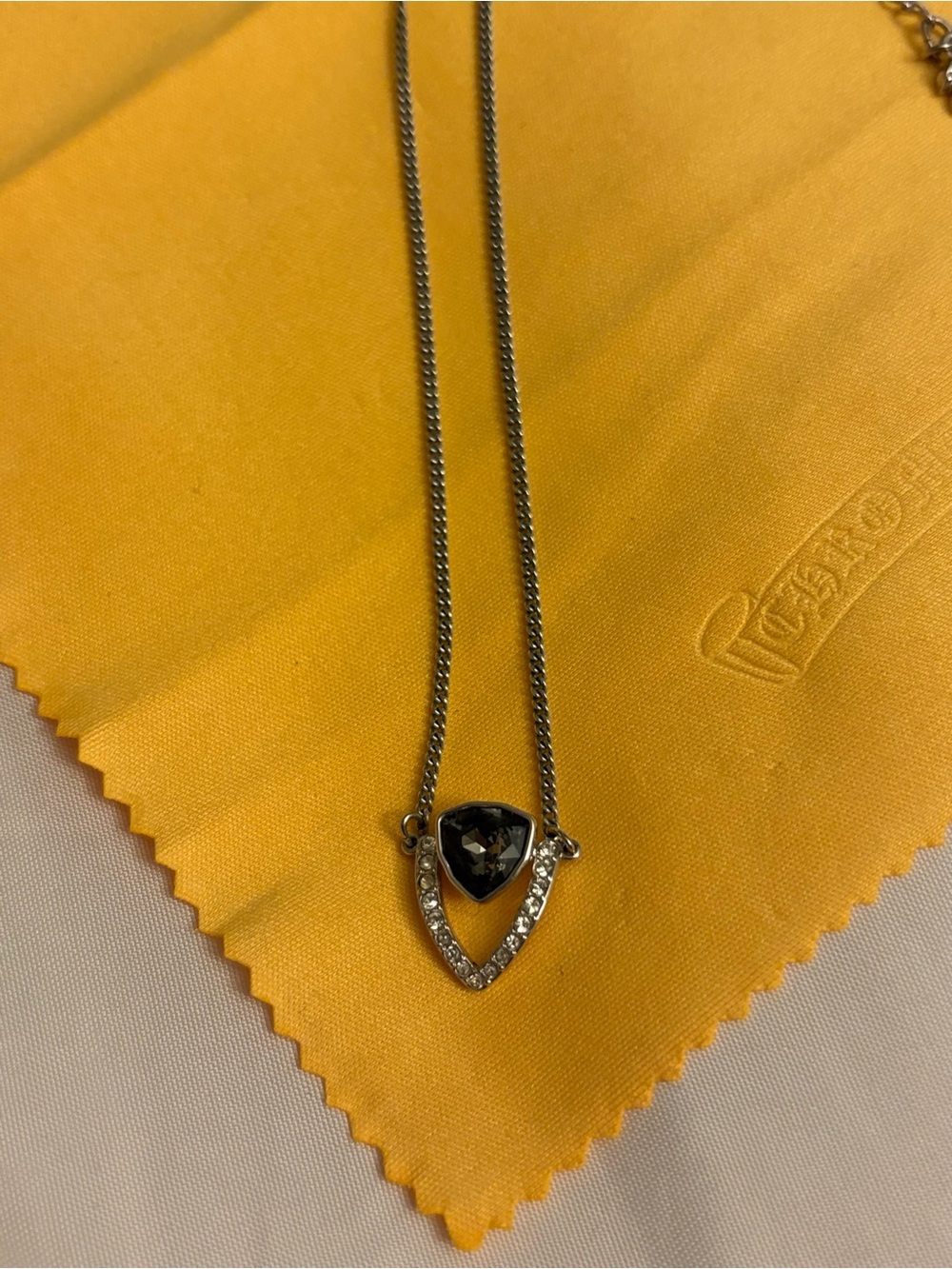 Swarovski Silver Necklace with Black Crystal and Pavé Accents